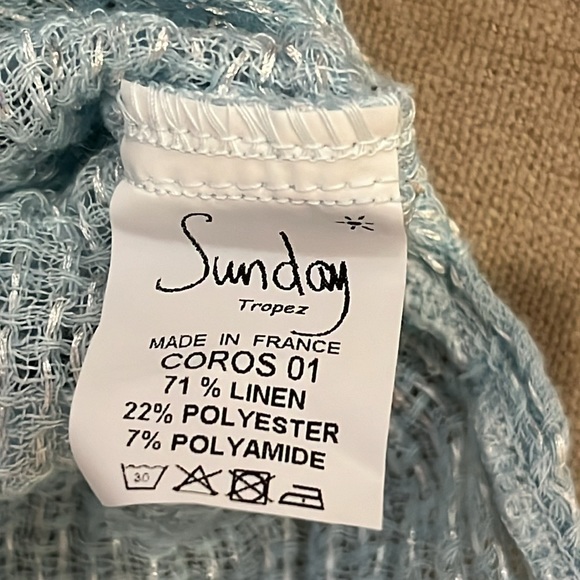 Sunday st tropez - Made in France - Woven Linen Short Sleeve Poncho One Size - Picture 8 of 14